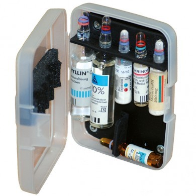 BTM-Box Taschenampullarium transparent, mit 6 Steckpl�tzen, ca. 11,5x8,5x3,0cm (LxBxH)