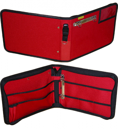 Dokumententasche, Fahrtenbuchtasche, Organizer, DIN A5 Querformat, rot, Fronthefter
