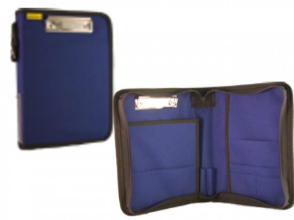 Dokumententasche, Fahrtenbuchtasche, Organizer, DIN A5, Hochformat, 2 Klemmbgel, blau