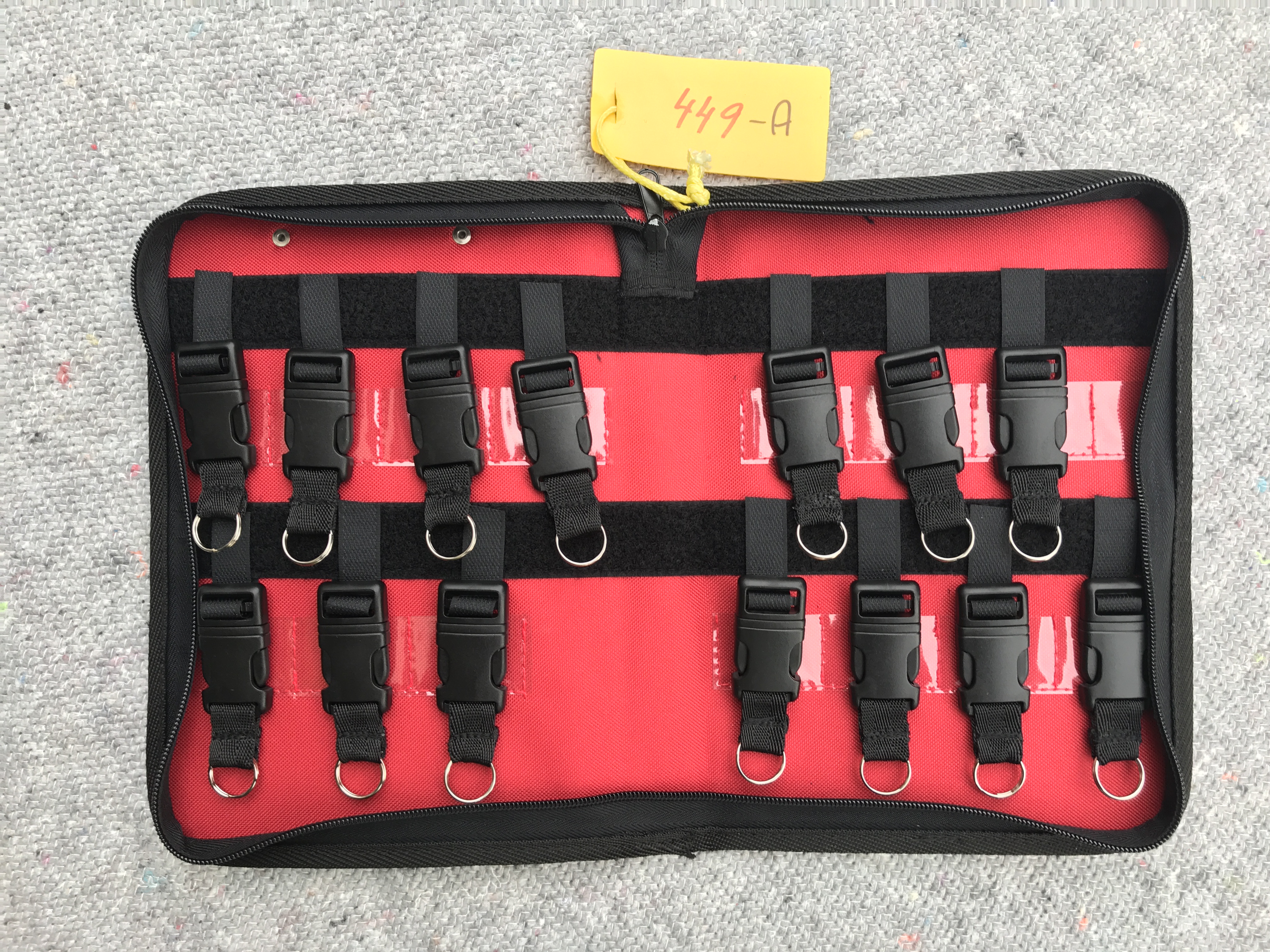 Schlsseltasche 14, Einsatzleitertasche, Wachdiensttasche, Sicherheitsdiensttasche, DIN A5, rot , abwaschbar, mit Frontklemme